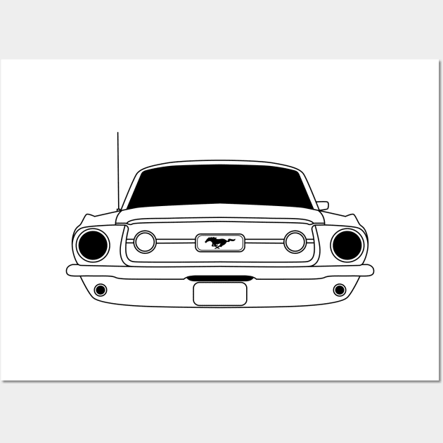 Ford Mustang 67 Black Outline Wall Art by kindacoolbutnotreally